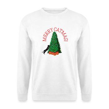 Merry Catmas! - Funny Christmas Cat - Unisex Pullover - Weiß - Vorne