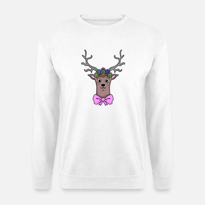 Reh Hirsch Illustration Geschenk - Unisex Pullover - Weiß