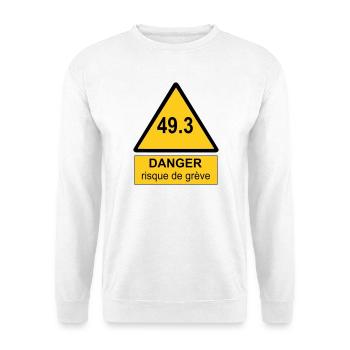 49.3 danger - Sweat-shirt Unisexe - blanc - Devant
