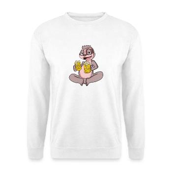 Sloth with beer glasses Beer drinking alcohol - Unisex Sweatshirt - white - Front