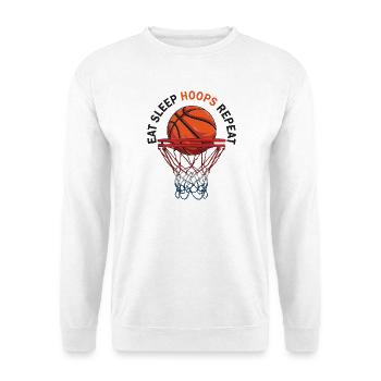 Eat Sleep Hoops Repeat Basketball - Unisex Pullover - Weiß - Vorne