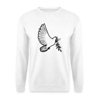 Transparente Friedenstaube mit Lorbeerzweig Friedenstaube - Unisex Pullover - Weiß - Vorne