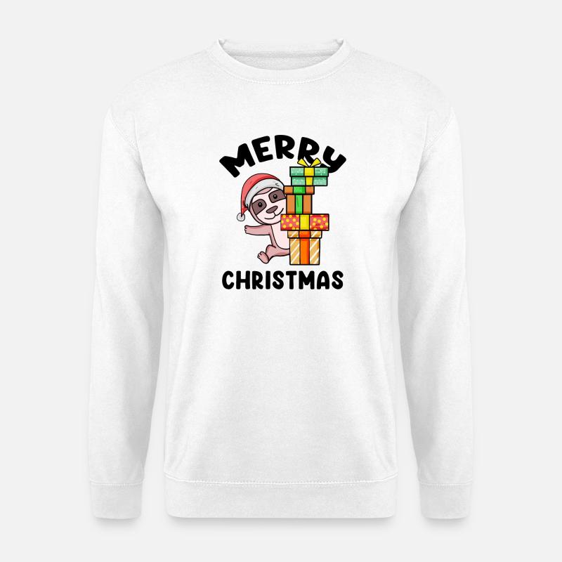 Frohe Weihnachten Faultier mit Geschenke - Unisex Pullover - Weiß