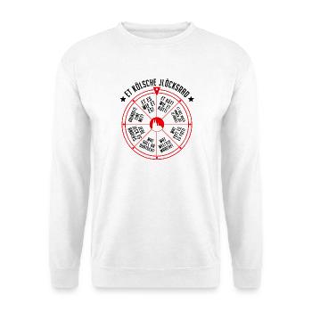 Köln Glücksrad Et Kölsche Jlöcksrad Et Kütt Kölner - Unisex Pullover - Weiß - Vorne - Alina (178cm) & Michal (187cm)