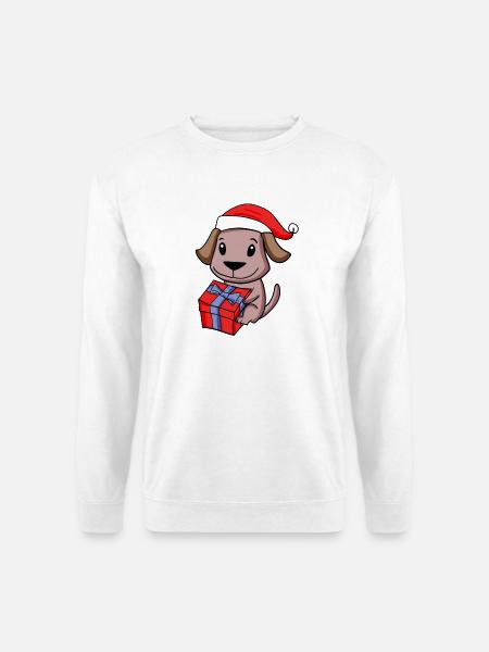 Christmas Dog Baby with Gift - Unisex Sweatshirt - white