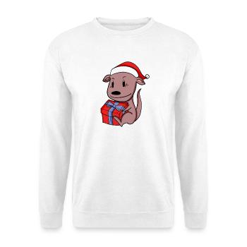 Weihnachten Känguru Baby mit Geschenk - Unisex Pullover - Weiß - Vorne