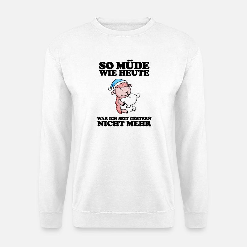 Müde Spruch lustig mit Schaf Motiv - Unisex Pullover - Weiß