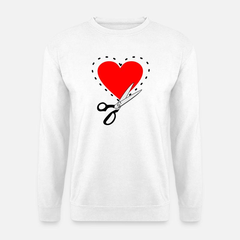 Muster schneiden rotes Herz - Unisex Pullover - Weiß