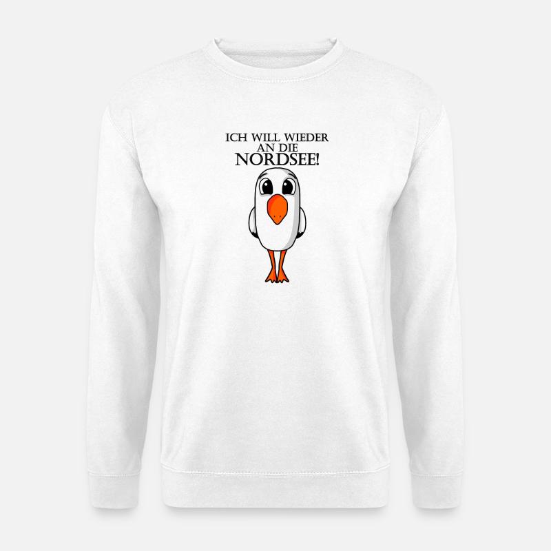 Nordsee Plattdeutsch Spruch Moin Möwe - Unisex Pullover - Weiß