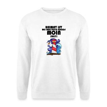 Nordsee Plattdeutsch Spruch Moin Möwe Leuchtturm - Unisex Pullover - Weiß - Vorne