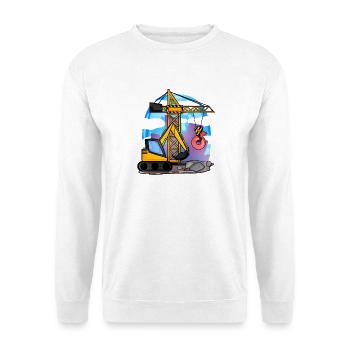 6. Geburtstag 6 Jahre Kran Baustelle Bagger Junge - Unisex Pullover - Weiß - Vorne