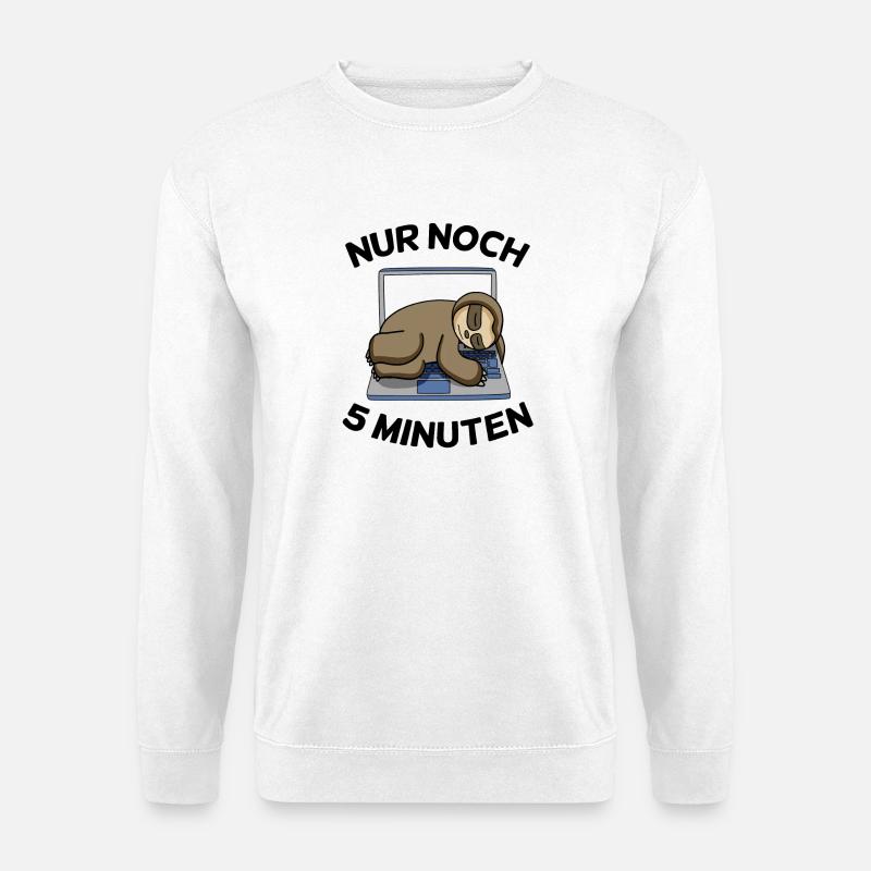 Nur noch 5 Minuten Faultier - Unisex Pullover - Weiß