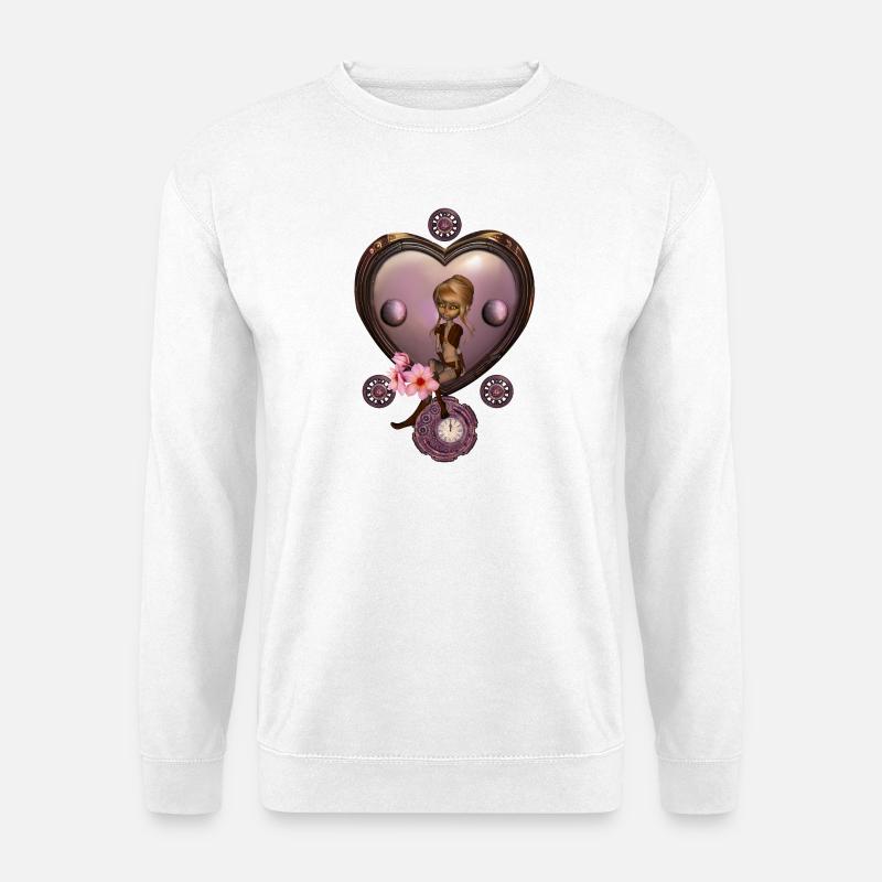 Wunderbares Steampunk-Herz mit Fee - Unisex Pullover - Weiß
