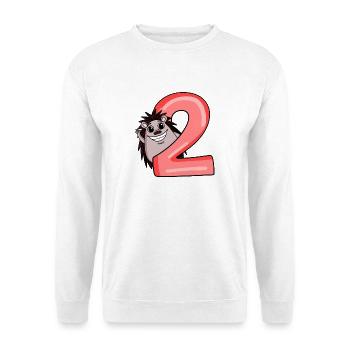2 ans - 2ème anniversaire avec motif animal - Sweat-shirt Unisexe - blanc - Devant