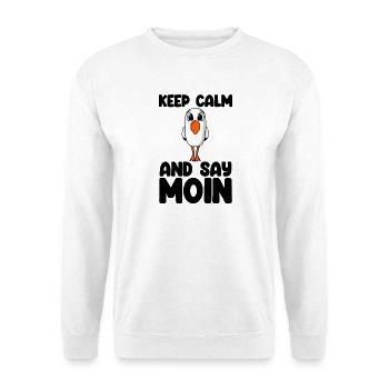 Nordsee Plattdeutsch Spruch Moin Möwe - Unisex Pullover - Weiß - Vorne