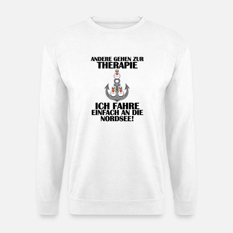 Nordsee Plattdeutsch Spruch Moin Möwe Anker - Unisex Pullover - Weiß