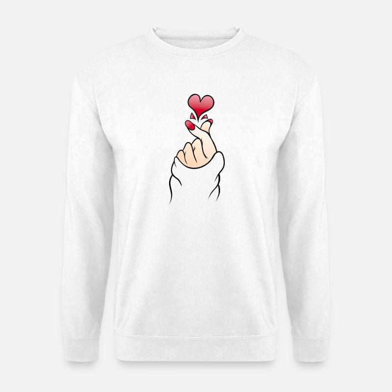 Herz Schnipsen Koreanische Fingerherzzeichen - Unisex Pullover - Weiß