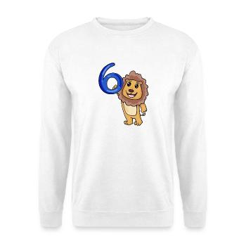 6 ans - 6ème anniversaire avec motif animal - Lion - Sweat-shirt Unisexe - blanc - Devant