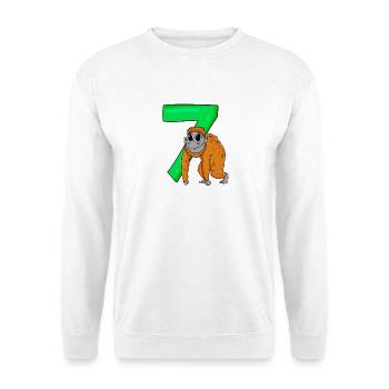 7 years old - 7th birthday with animal motif - monkey - Unisex Sweatshirt - white - Front