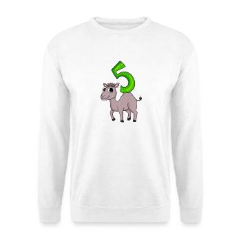5 ans - 5ème anniversaire avec motif animal - chameau - Sweat-shirt Unisexe - blanc - Devant