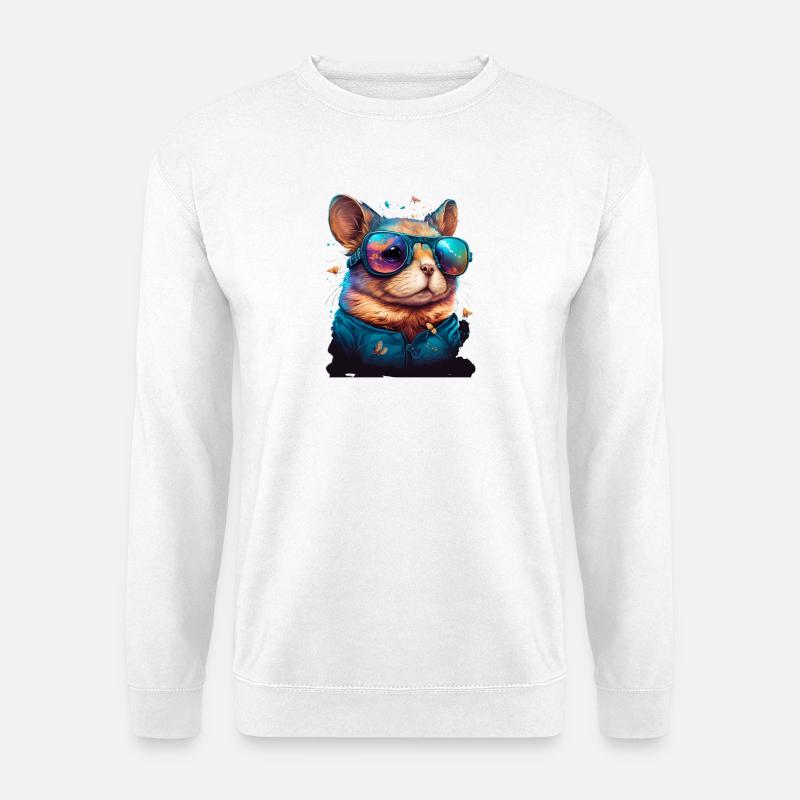 Katzenastronaut mit Neonbrille - Unisex Pullover - Weiß