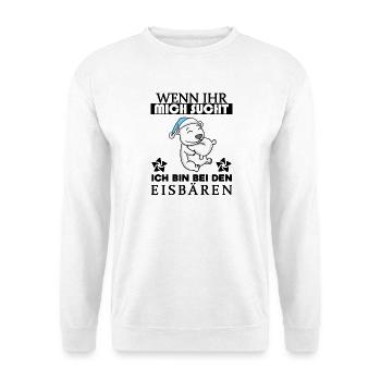 Eisbär Polarbär Bär - Unisex Pullover - Weiß - Vorne - Alina (178cm) & Michal (187cm)