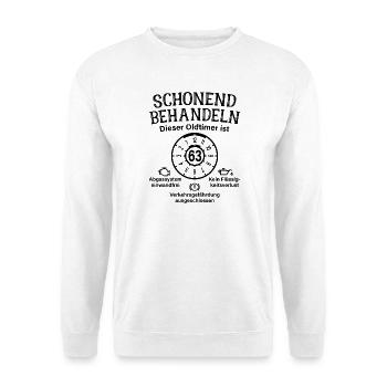 63. Geburtstag Schonend Behandeln Oldtimer Ist 63 - Unisex Pullover - Weiß - Vorne