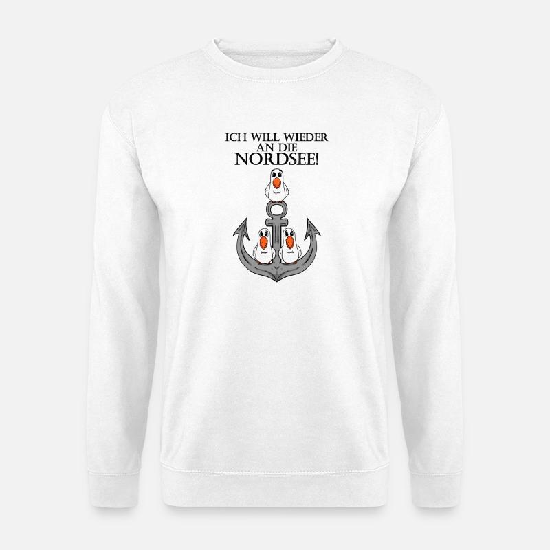 Nordsee Plattdeutsch Spruch Moin - Unisex Pullover - Weiß