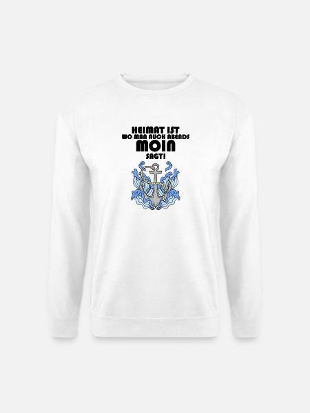 Nordsee Plattdeutsch Spruch Moin - Unisex Pullover - Weiß