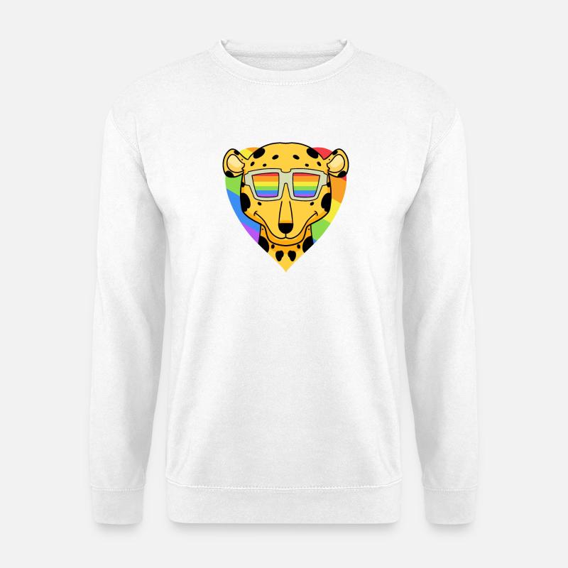 Rainbow - Cheetah with glasses - Unisex Sweatshirt - white