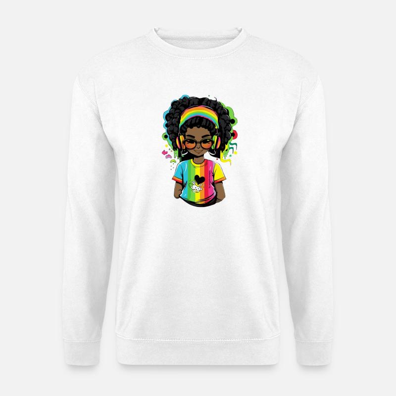 Leuchtender Reggae-Pullover mit Rainbow-Design - Unisex Pullover - Weiß