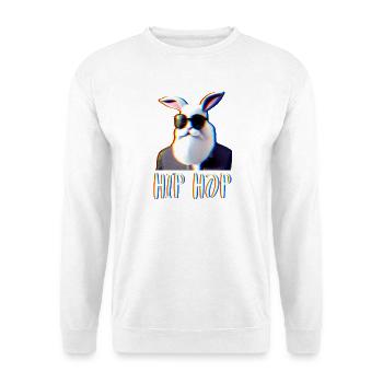 Hip Hop Hipster Hase Kaninchen mit Bart - Unisex Pullover - Weiß - Vorne