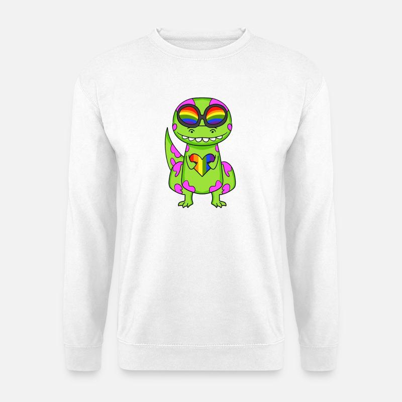 Dino Regenbogen Herz Dinosaurier Mädchen - Unisex Pullover - Weiß