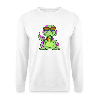 Dino Regenbogen Herz - Unisex Pullover - Weiß - Vorne