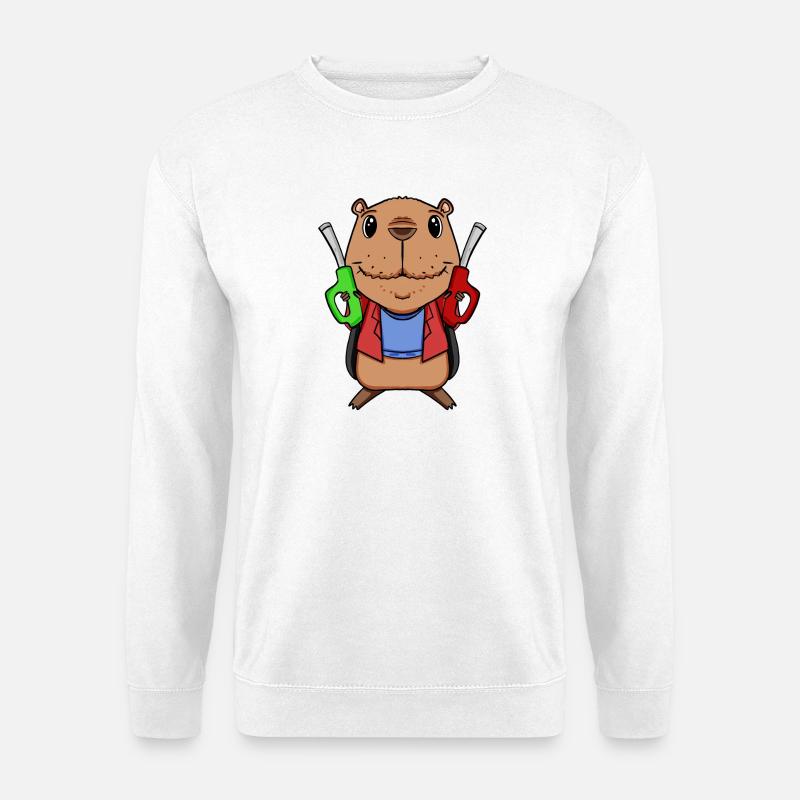 Tankwart Capybara Tankstelle - Unisex Pullover - Weiß