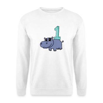 1 an - Inscription à l’école - Hippopotame Motif - Sweat-shirt Unisexe - blanc - Devant