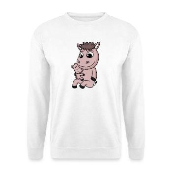 Pferd Familie - Pferd mit Baby - Unisex Pullover - Weiß - Vorne