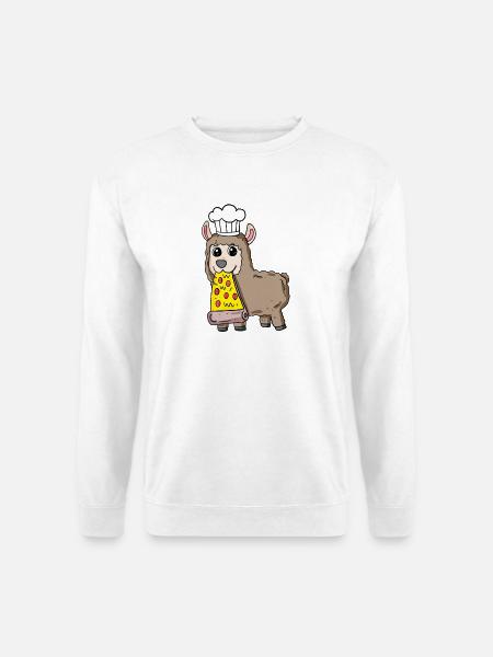 Gourmet Lama Pizza - Unisex Pullover - Weiß