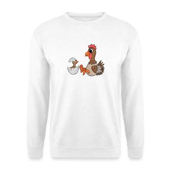 Huhn Familie - Huhn mit Baby - Unisex Pullover - Weiß - Vorne