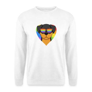 Rainbow - Dog Rottweiler with glasses and heart - Unisex Sweatshirt - white - Front