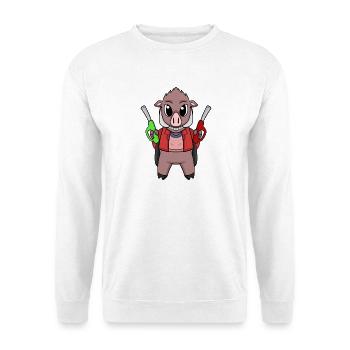 Gas station attendant wild boar gas station - Unisex Sweatshirt - white - Front