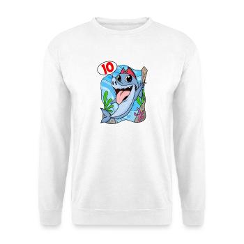 10th Birthday Motif Shark Pirate - Ten Years - Unisex Sweatshirt - white - Front