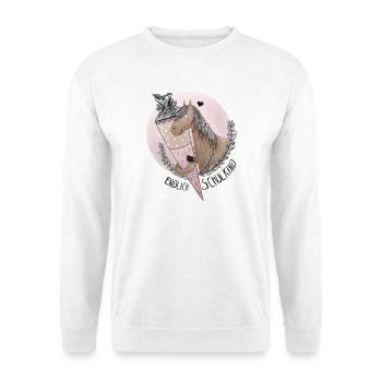 Endlich Schulkind Pferd mit Schultüte - Unisex Pullover - Weiß - Vorne