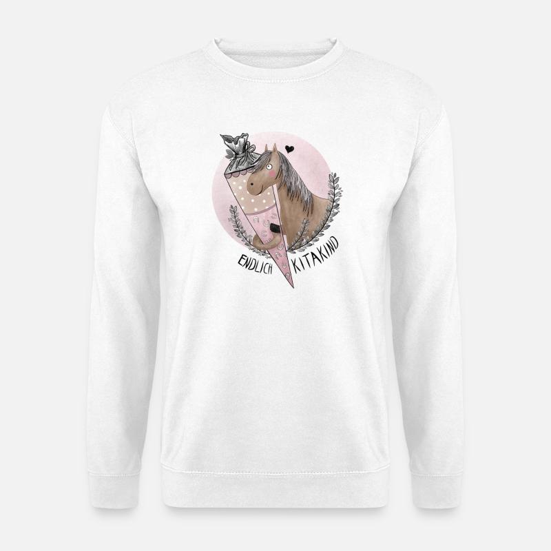 Endlich Kitakind Pferd mit Schultüte - Unisex Pullover - Weiß