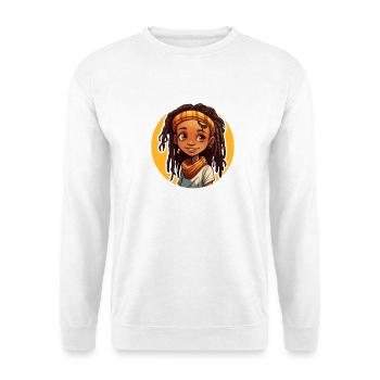 Lässiger Dreadlocks-Stil mit bunter Kopfbedeckung - Unisex Pullover - Weiß - Vorne