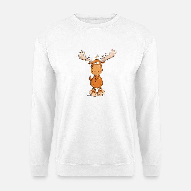 Witziger Elch I Elche I Hirsch Rentier - Unisex Pullover - Weiß