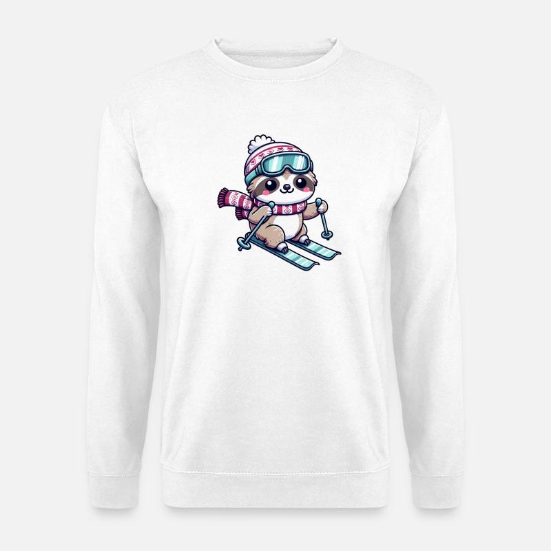 Cute Comic Sloth Skiing - Unisex Sweatshirt - white