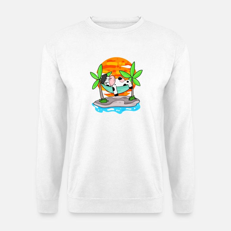 Kuh am Strand - Unisex Pullover - Weiß