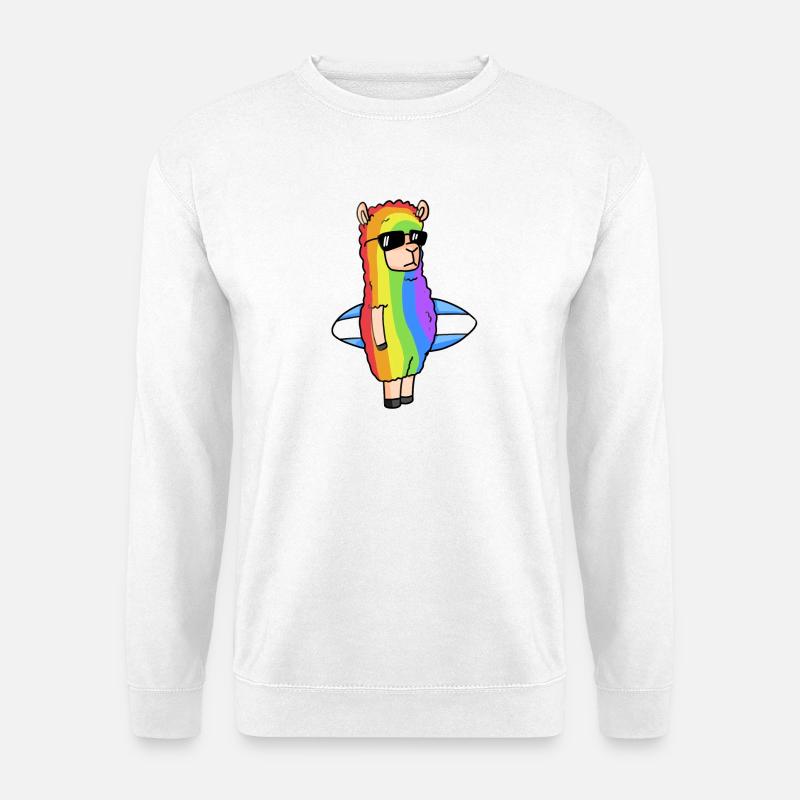 Alpaka Regenbogen Weihnachten - Unisex Pullover - Weiß