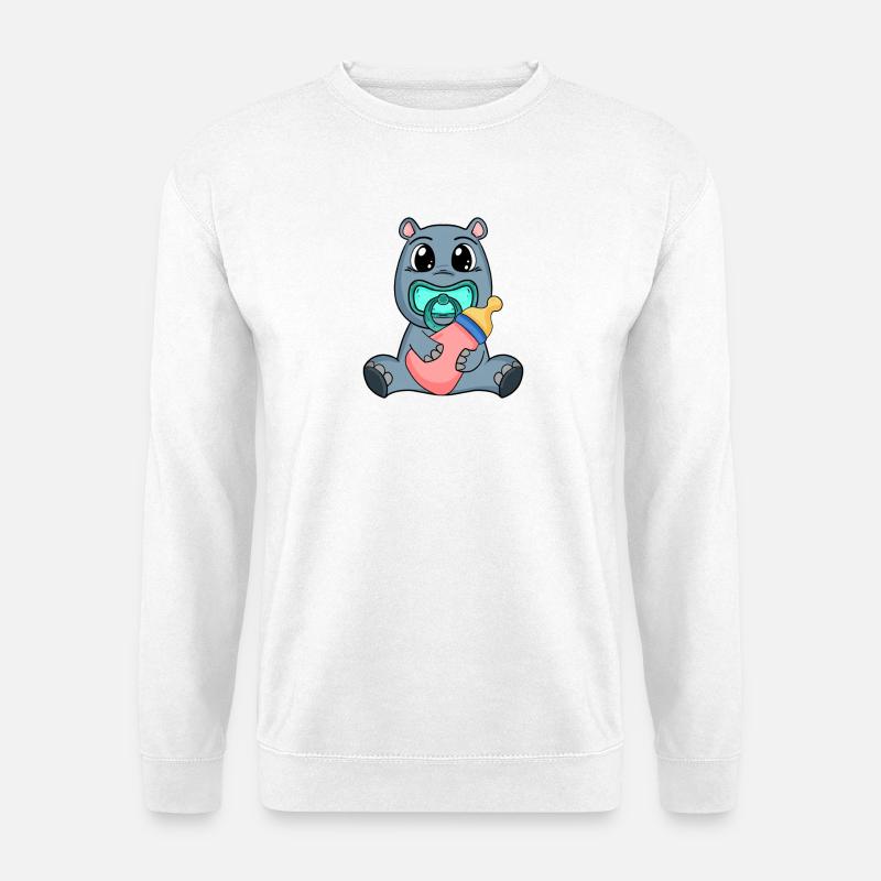 Baby Nilpferd Motiv - Unisex Pullover - Weiß